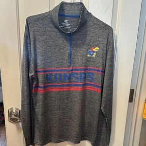 Colosseum Kansas Jayhawks Gray Pullover Quarter zip Large nwt